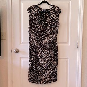 Size 16 Leota Brown Animal-Print Cap-Sleeve Sheath Dress